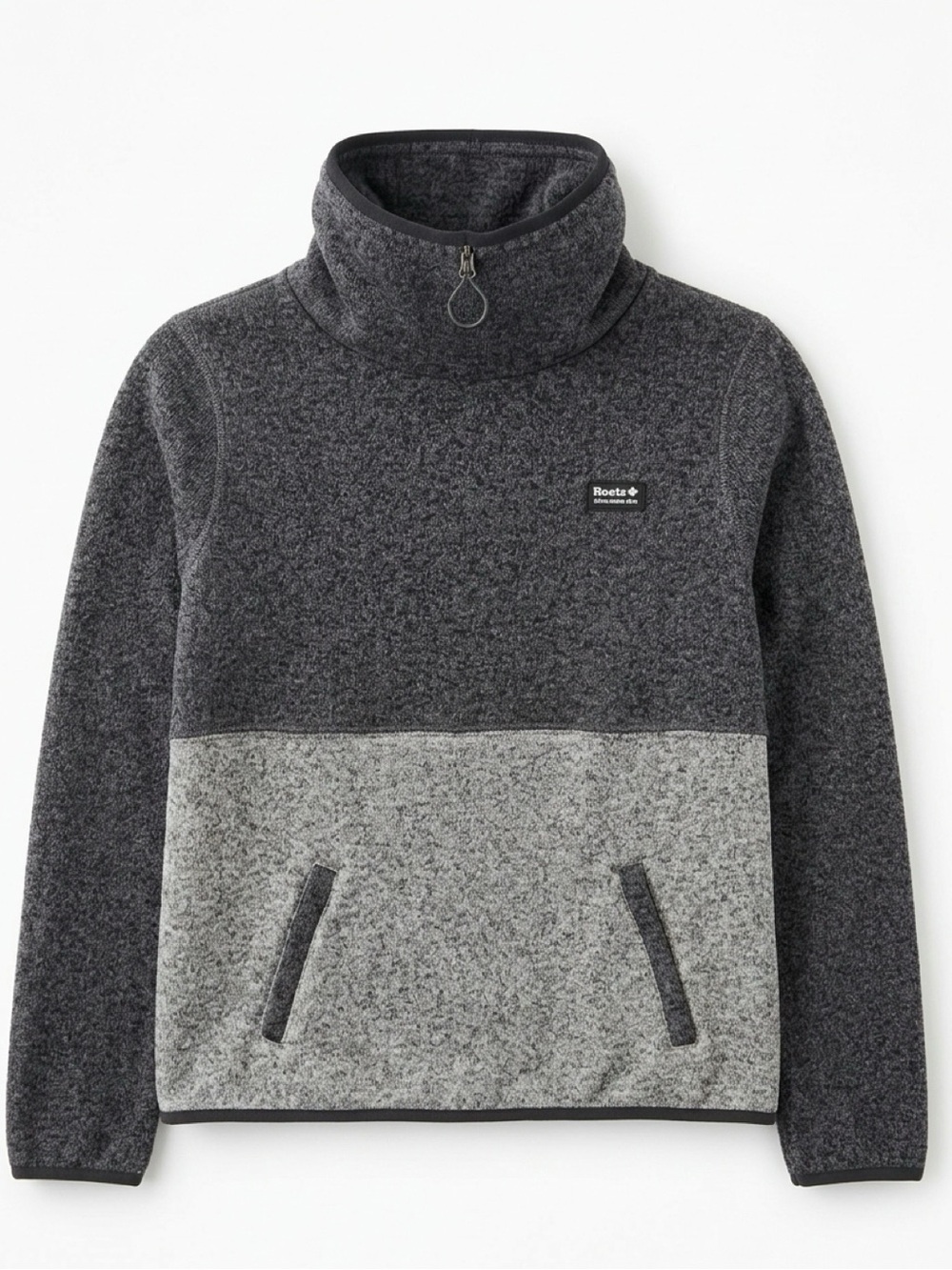 Roots Canada 🇨🇦 Two-Tone Grey Cowl Neck Fleece Pullover Women’s XS